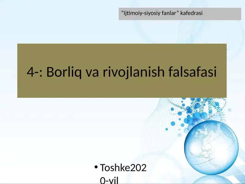 Borliq va rivojlanish falsafasi 1