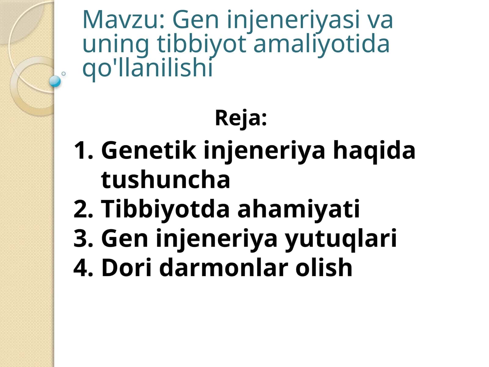 Gen injeneriyasi va uning tibbiyot amaliyotida qo'llanilishi 1