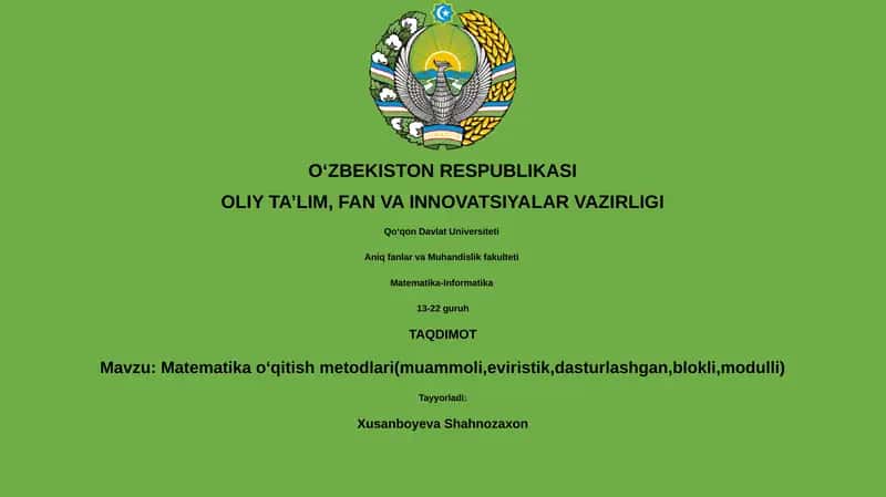Matematika oʻqitish metodlari 1