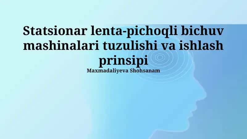 Statsionar Belbog'li Tikuv Mashinasining Tuzuilishi 1
