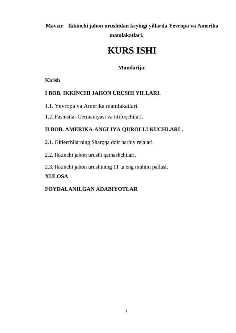 Ikkinchi jahon urushi 1
