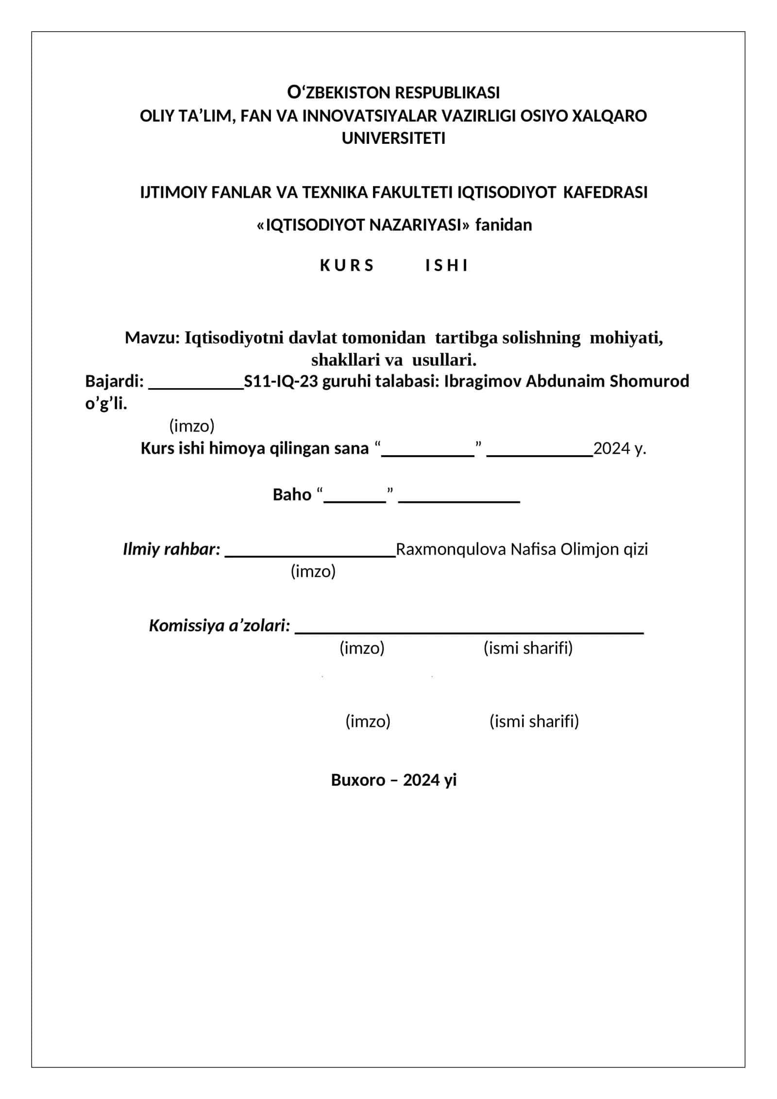 Iqtisodiyotni davlat tomonidan tartibga solishning mohiyati, shakllari va usullari 1