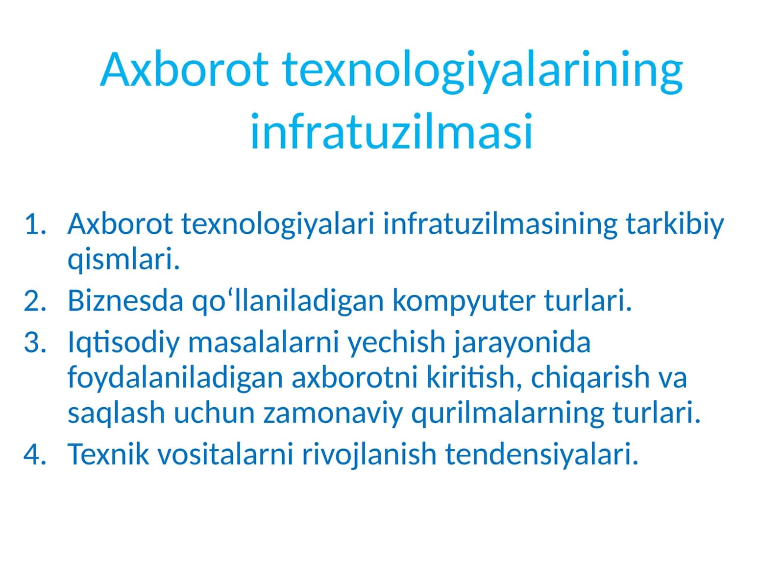 Axborottexnologiyalarining infratuzilmasi 1