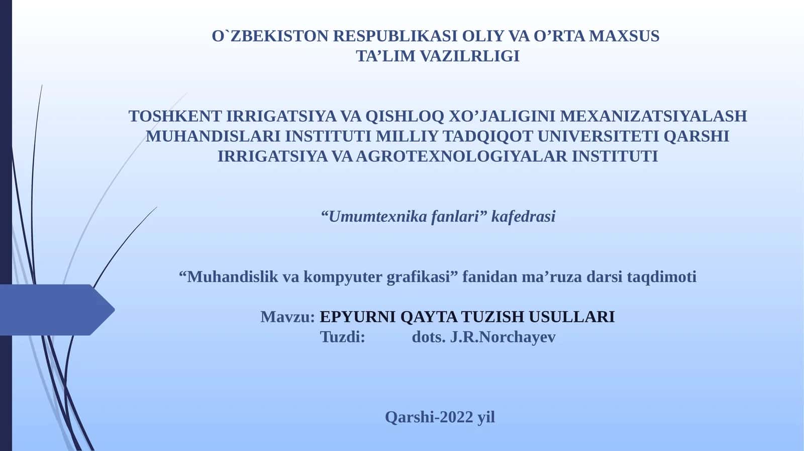 EPYURNI QAYTA TUZISH USULLARI 1