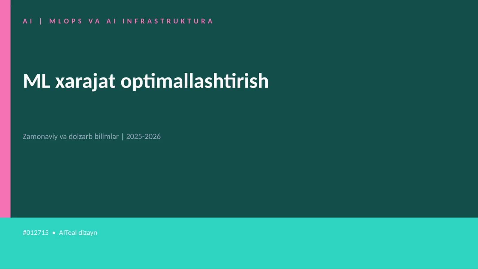ML xarajat optimallashtirish 1