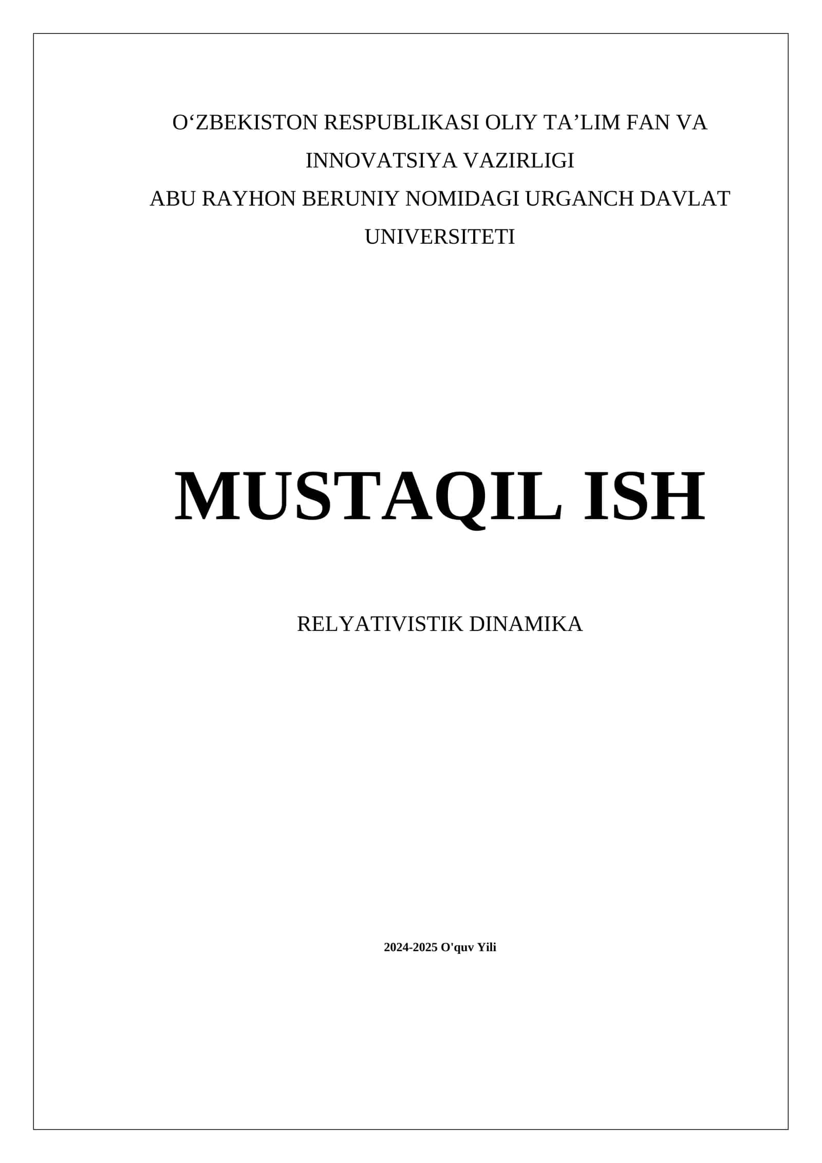 Relyativistik dinamika 1