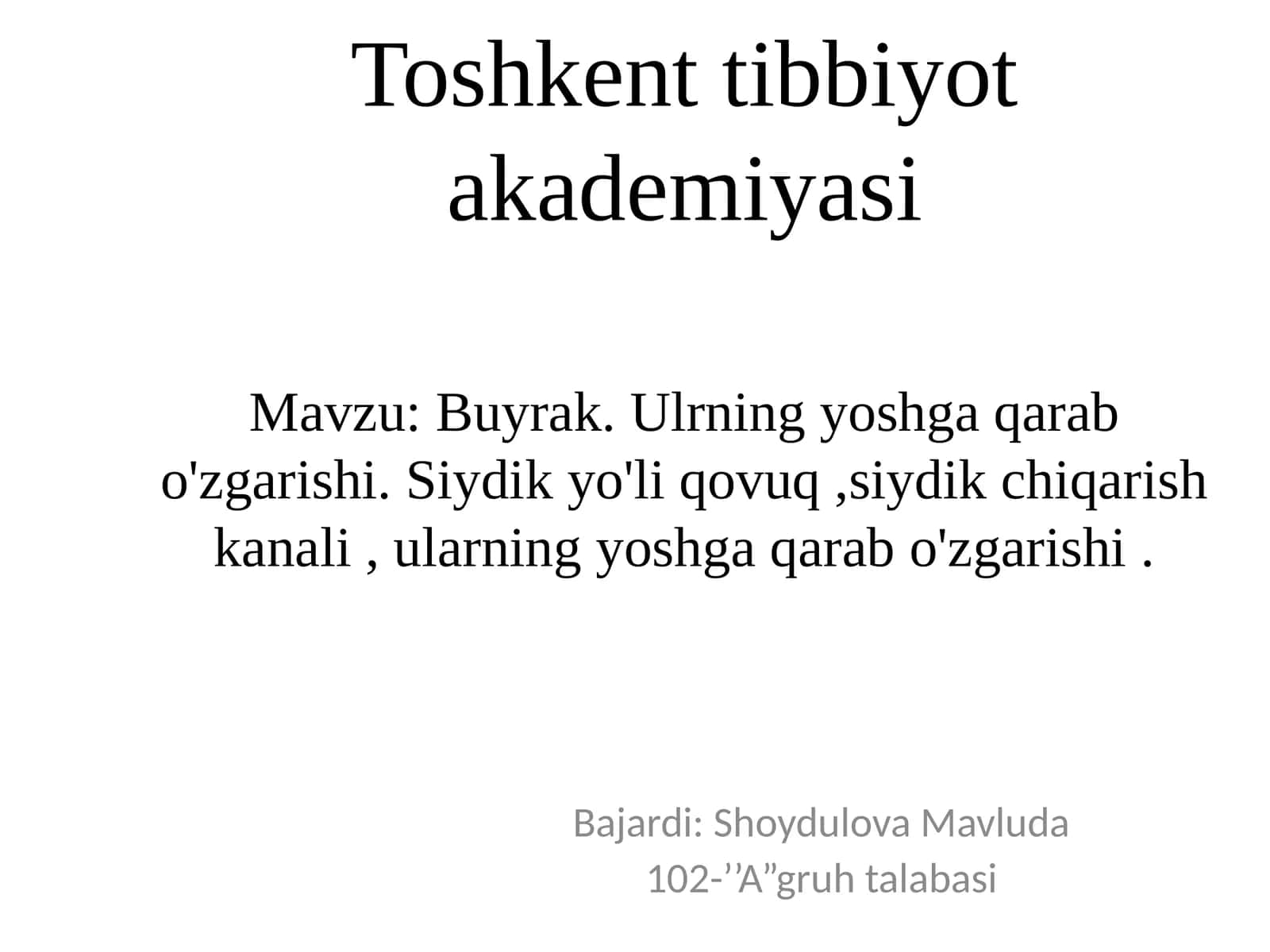 Buyrakning tuzilishi va funkisiyasi 1