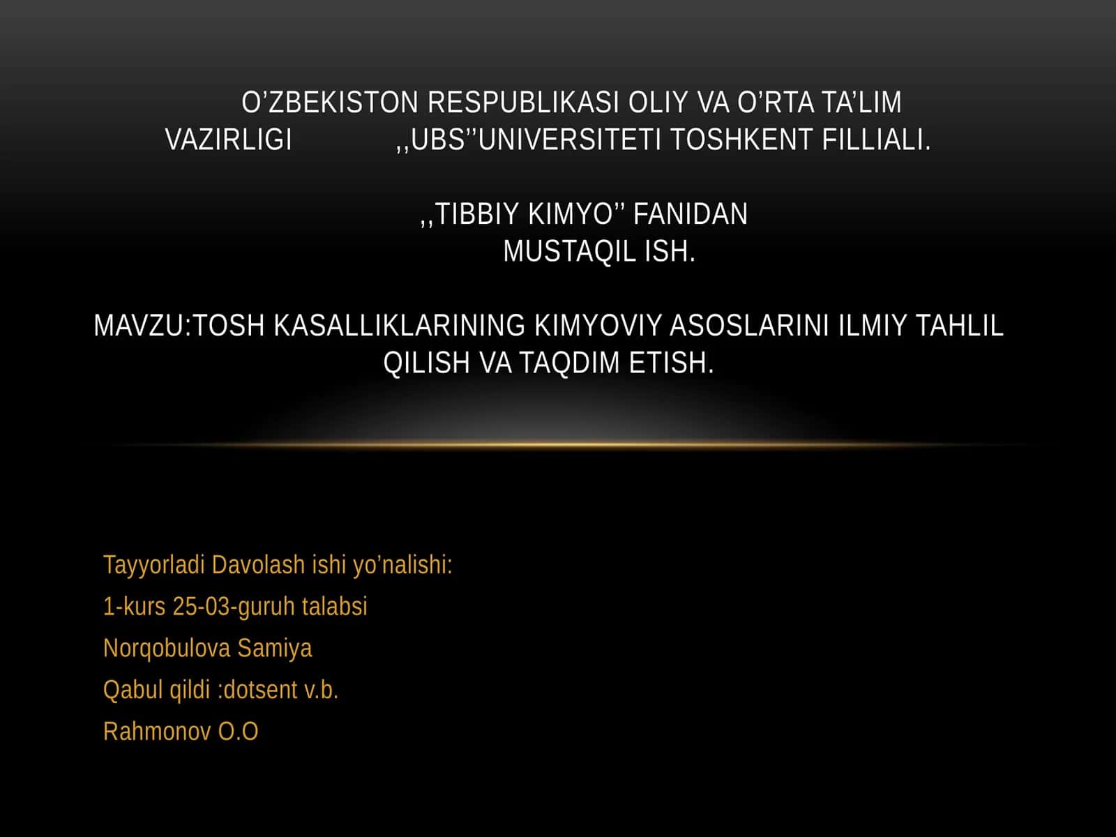 Tosh kasalliklarining kimyoviy asoslari 1