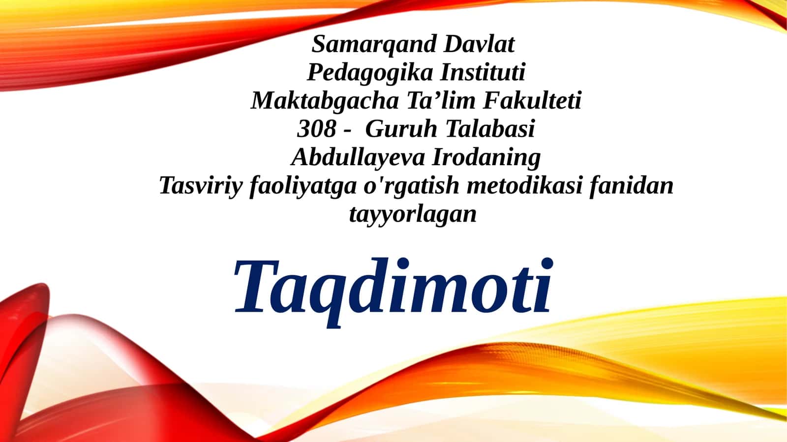 Tasviriy Faoliyatga O'rgatish Metodikasi 1