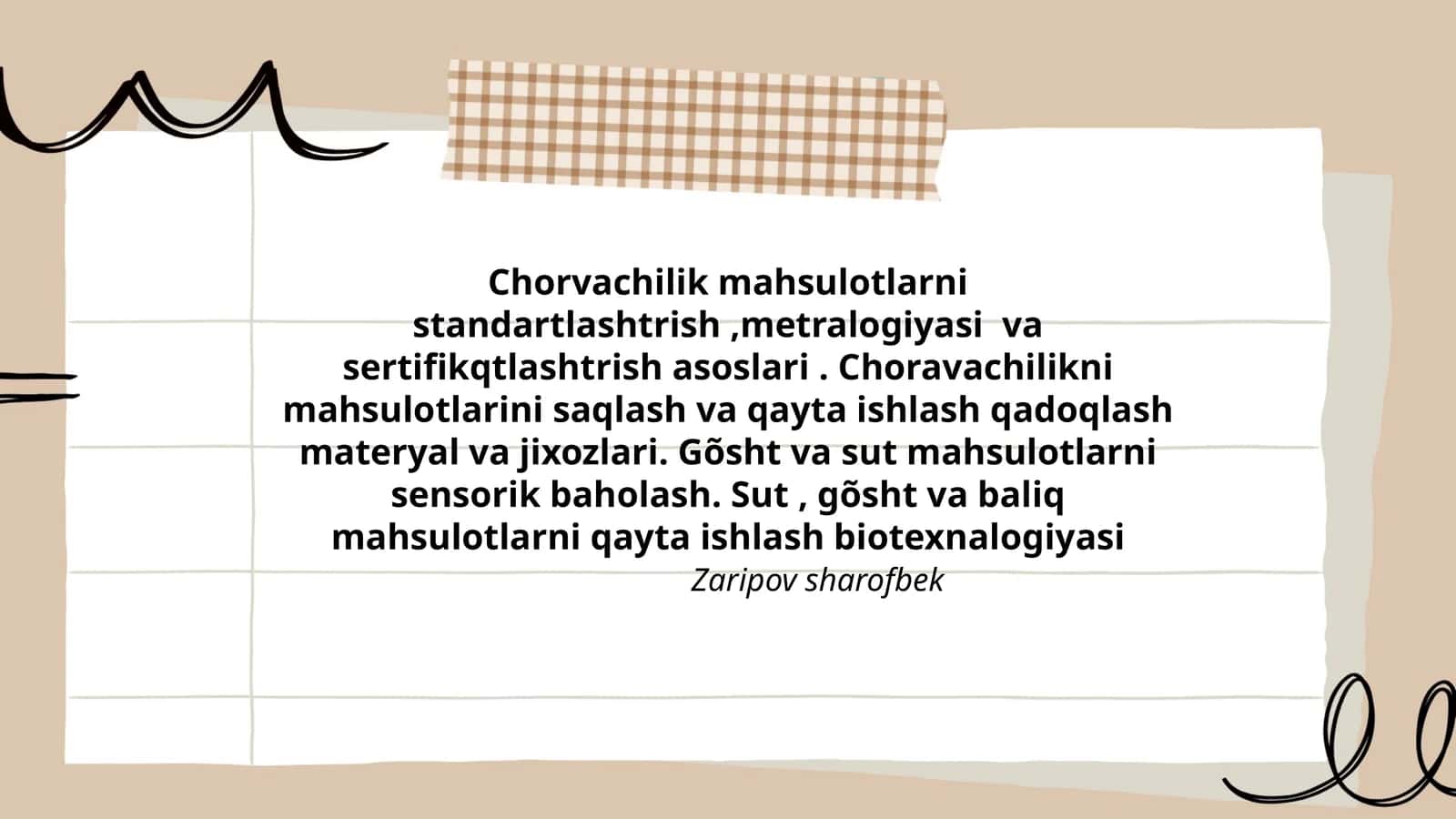 Chorvachilik mahsulotlarni standartlashtrish 1