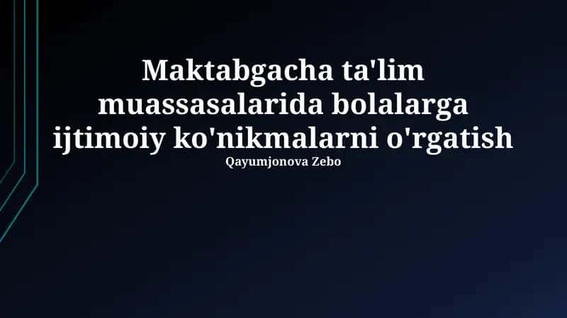 Ijtimoiy ko'nikmalarni o'rgatish 1