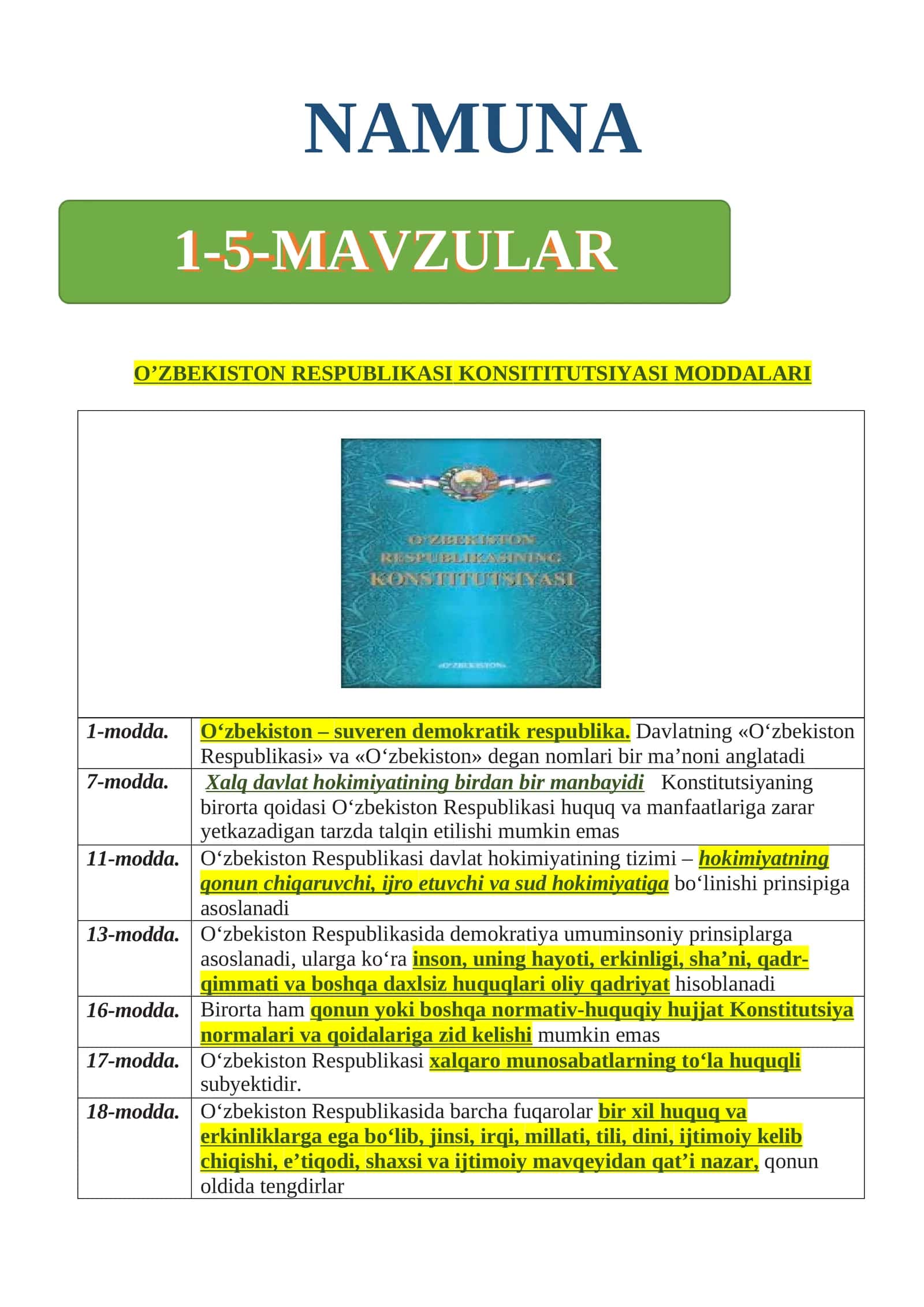 9-sinf Huquq darsligidan Konsititutsiyaviy asoslari qo'llanmasi 1