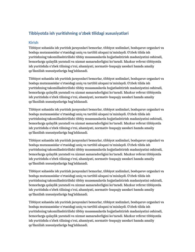 Tibbiyotda ish yuritishning o'zbek tilidagi xususiyatlari 1