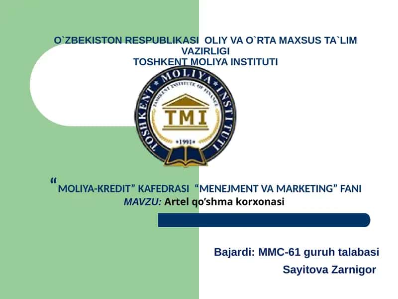 Artel qo’shma korxonasi 1