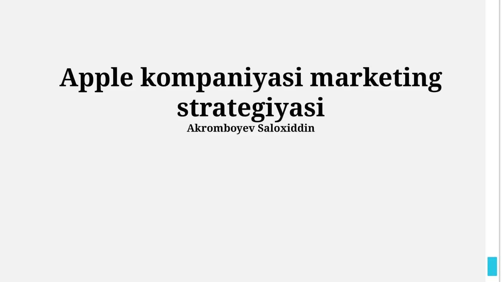 Apple kompaniyasi marketing strategiyasi 1