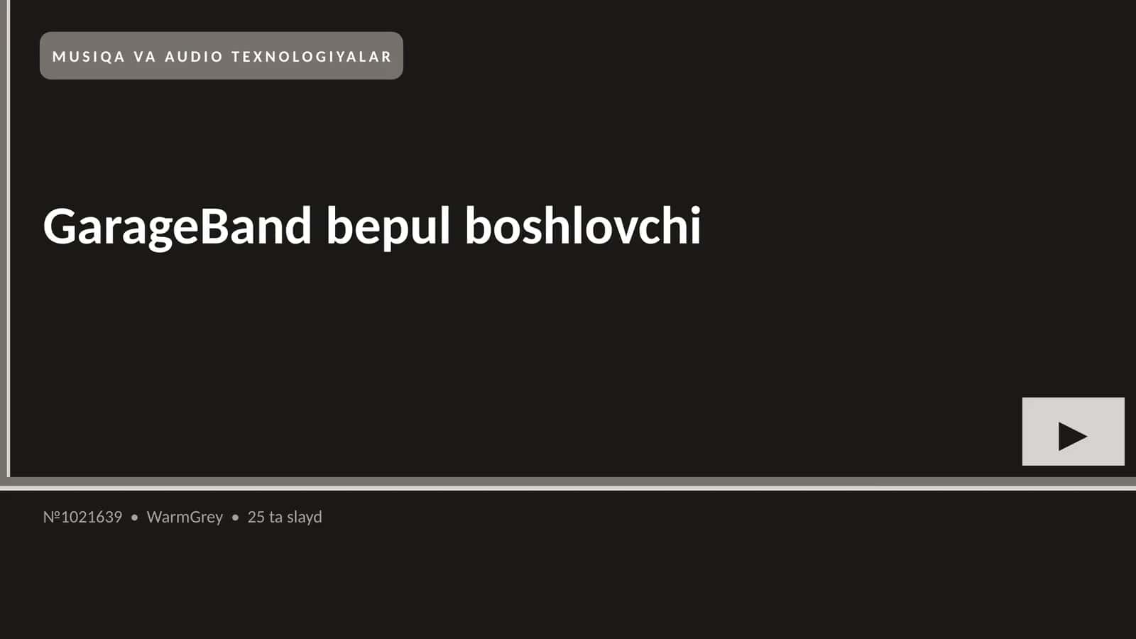 MUSIQA VA AUDIO TEXNOLOGIYALAR 1