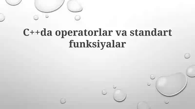 Operatorlar va Ularning Turlari