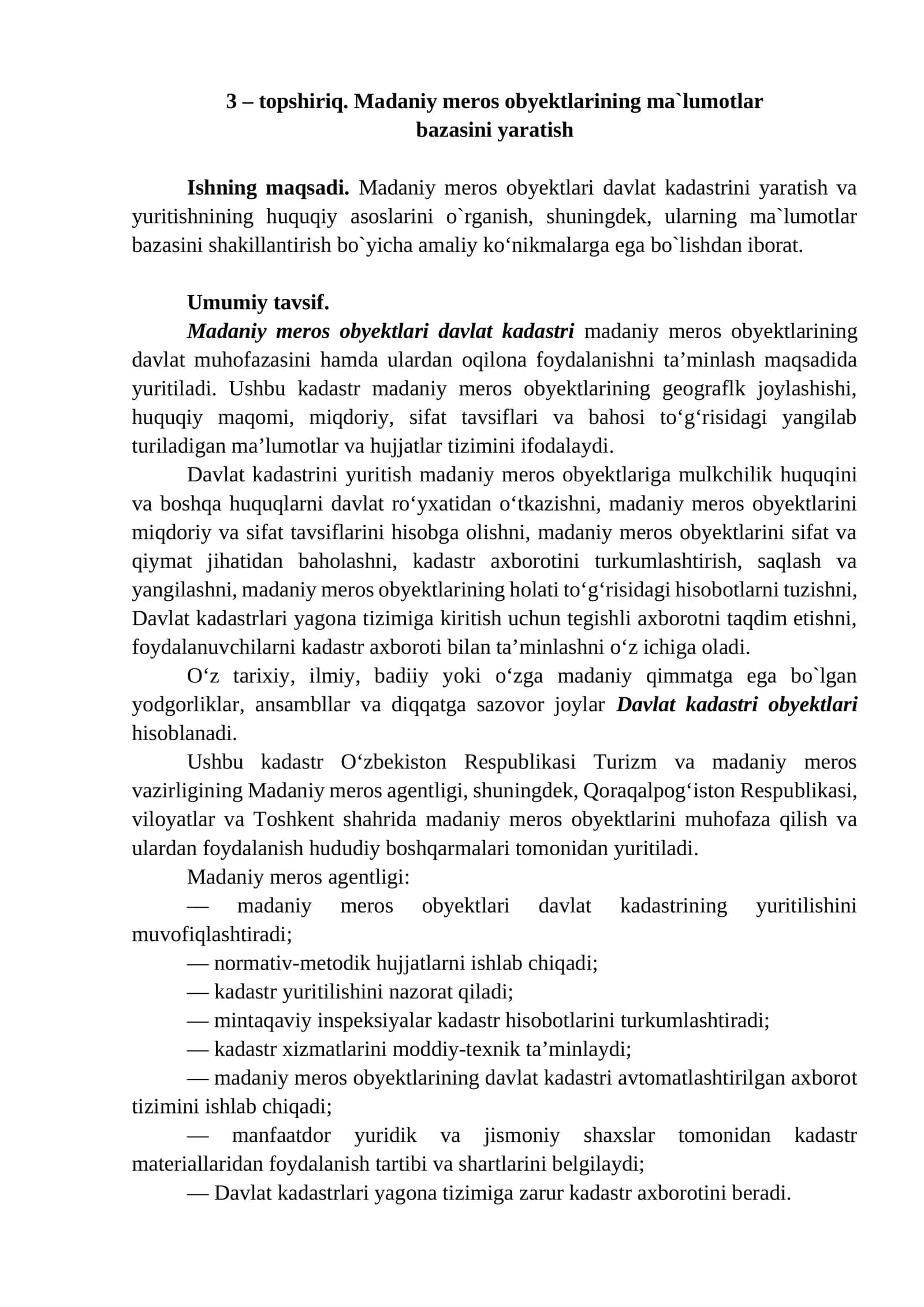 Ma`lumotlar bazasini yaratish 1