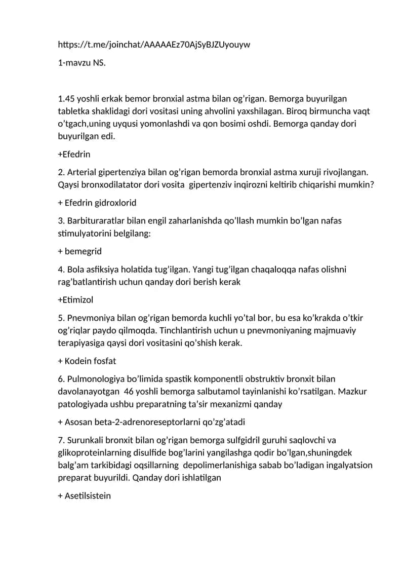 Bronxial astma davolash usullari 1