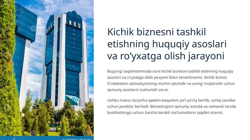 Kichik biznesni tashkil etishning huquqiy asoslari va ro‘yxatga olish jarayoni 1