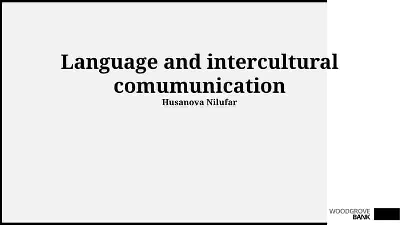 Language and Intercultural Communication 1