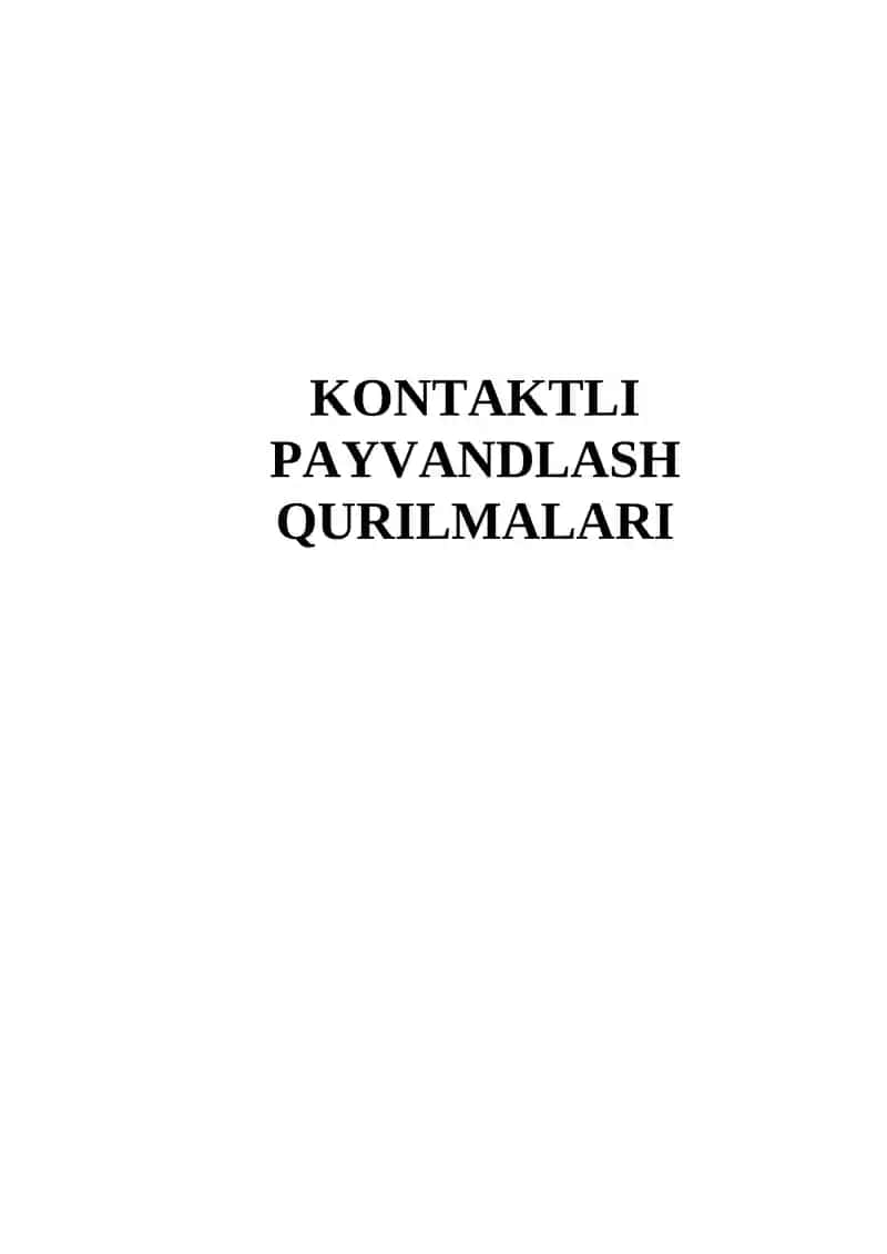 KONTAKTLI PAYVANDLASH QURILMALARI