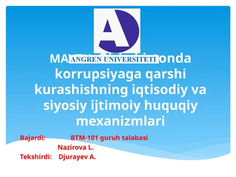 O'zbekistonda korrupsiyaga qarshi kurashishning iqtisodiy va siyosiy ijtimoiy huquqiy mexanizmlari 1