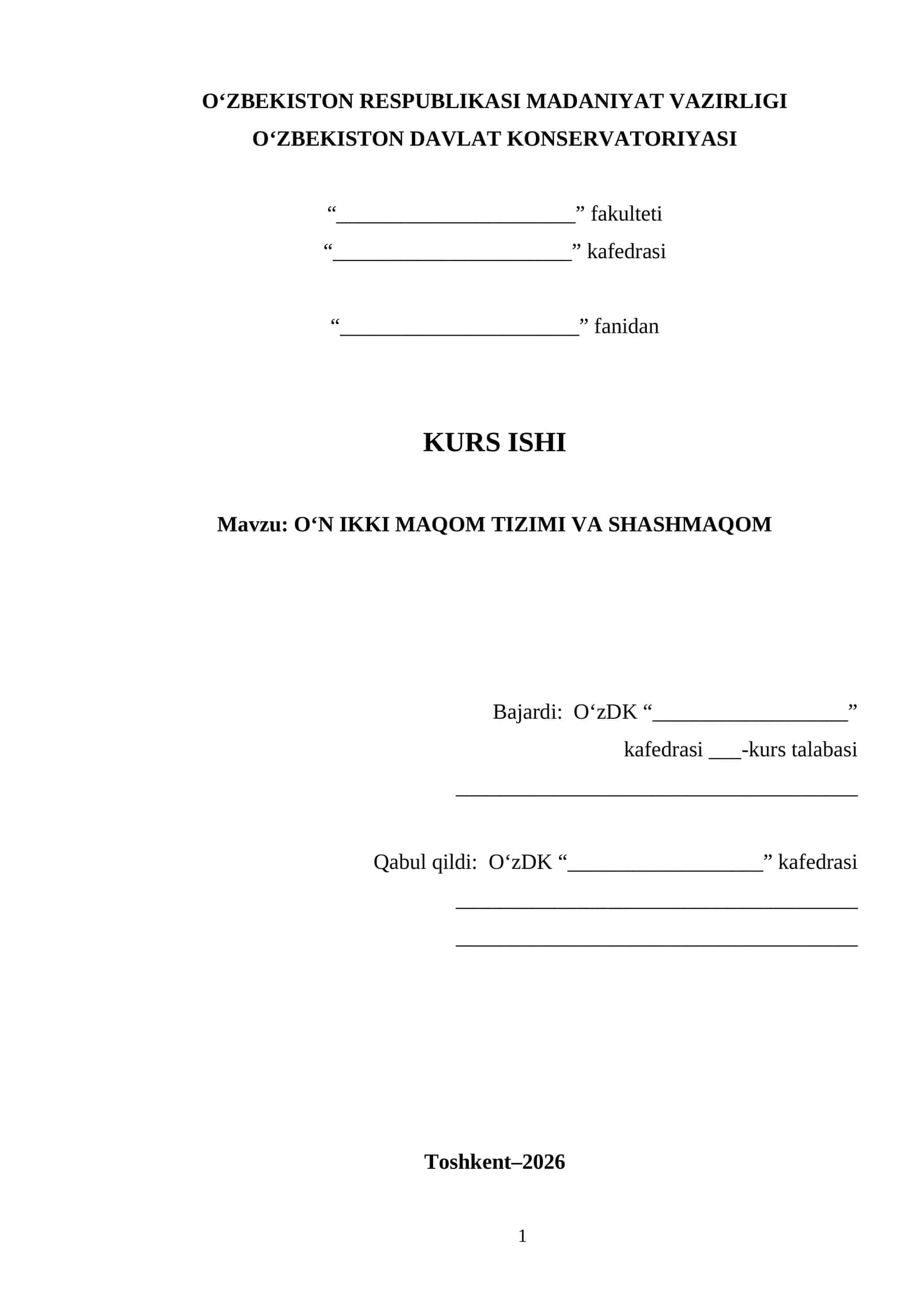O‘N IKKI MAQOM TIZIMI VA SHASHMAQOM 1