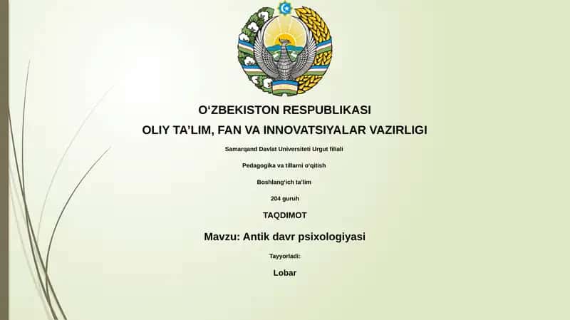 Antik davr psixologiyasi 1