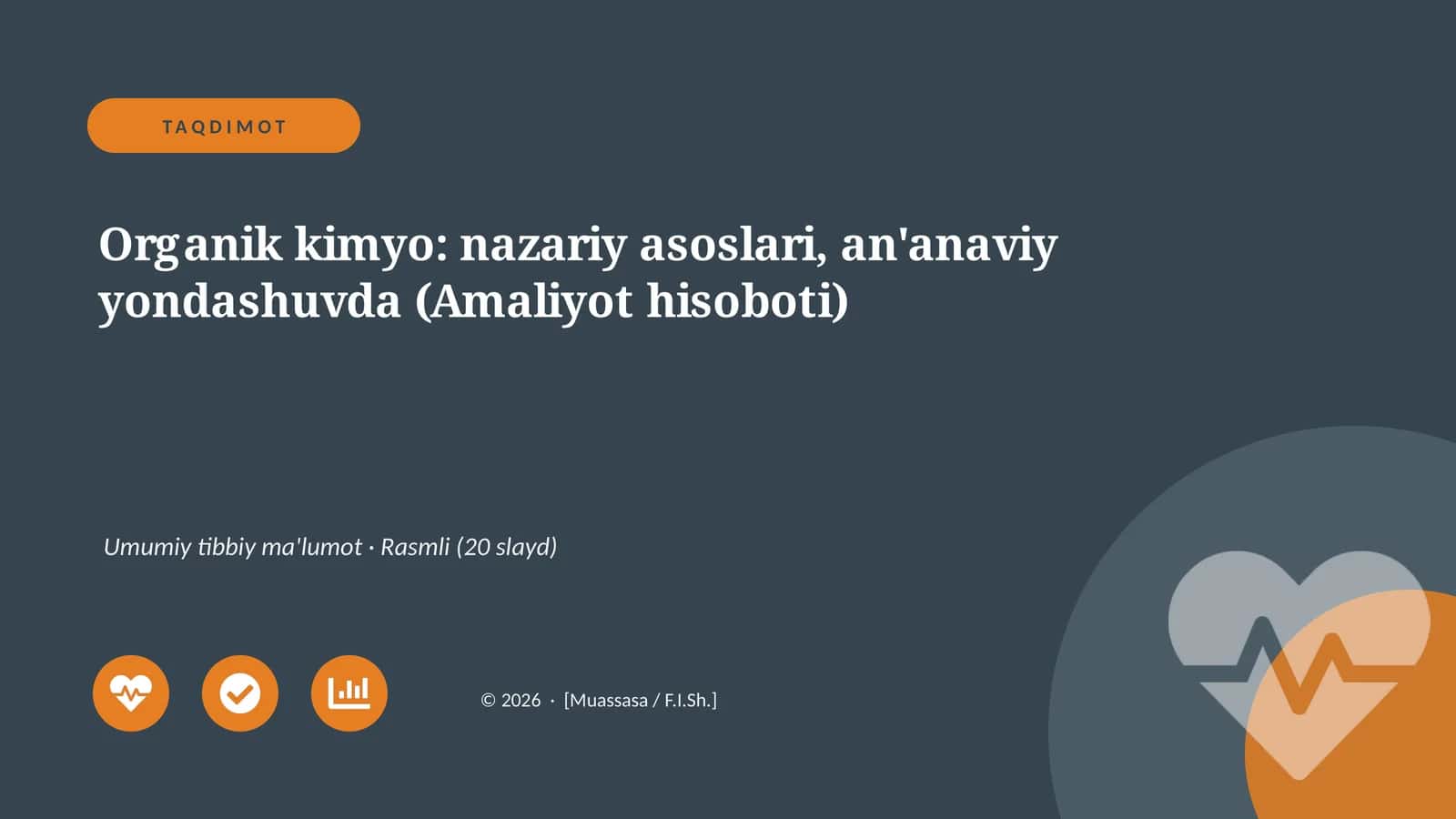 Organik kimyo: nazariy asoslari, an'anaviy yondashuvda (Amaliyot hisoboti) 1