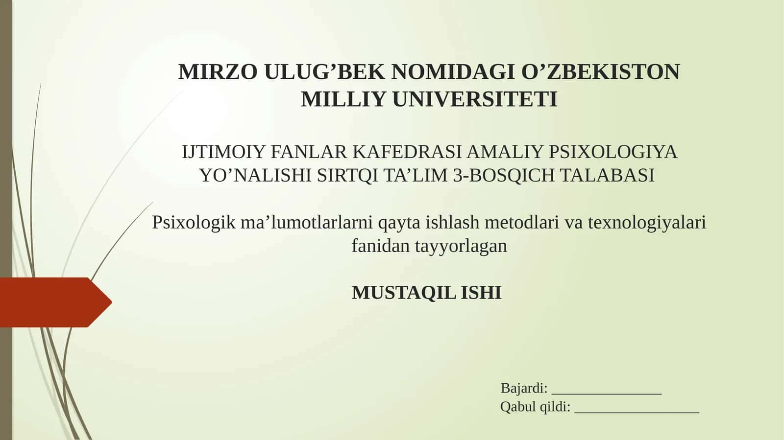 Psixologik ma’lumotlarni qayta ishlash metodlari va texnologiyalari 1