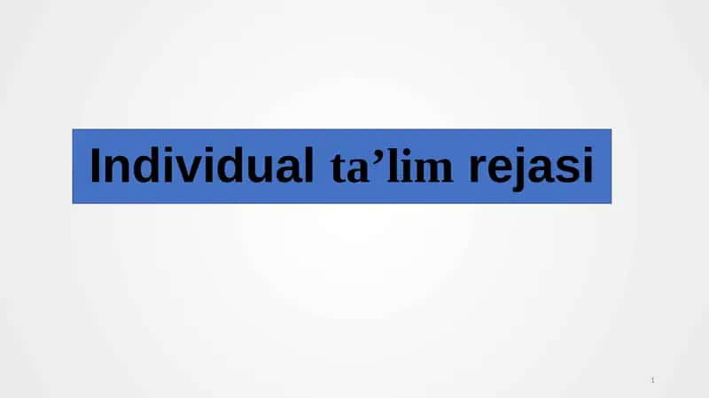 Individual ta’lim rejasi 1