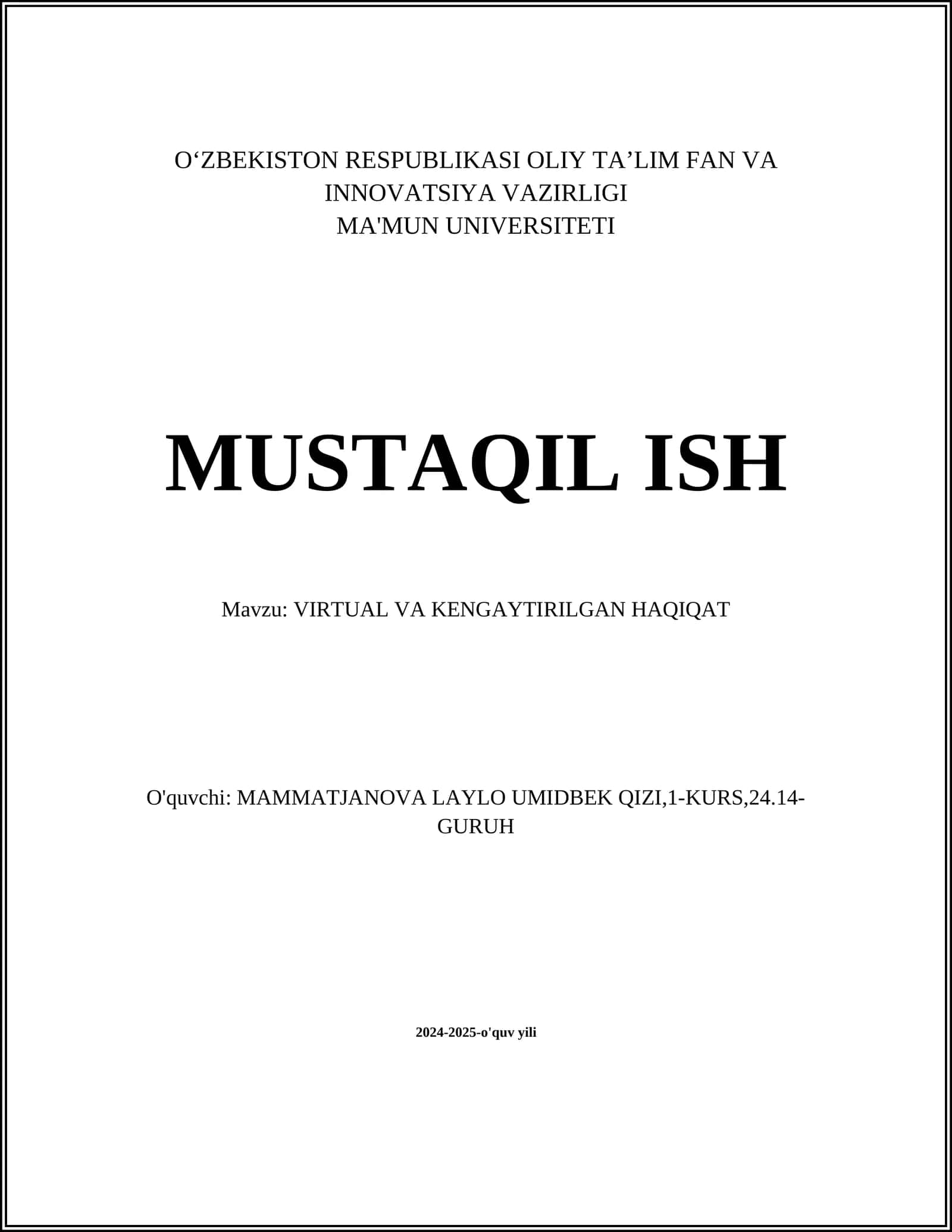 VIRTUAL VA KENGAYTIRILGAN HAQIQAT 1