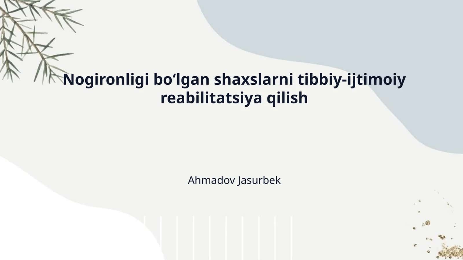 Nogironligi bo‘lgan shaxslarni tibbiy-ijtimoiy reabilitatsiya qilish 1