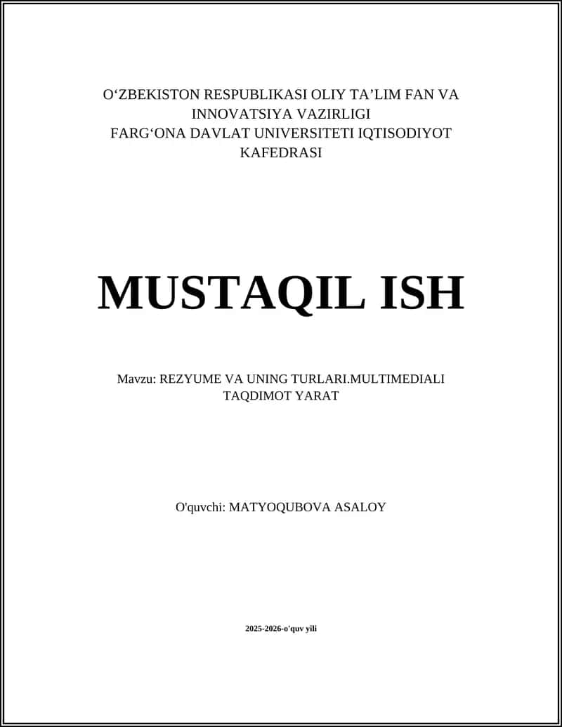REZYUME VA UNING TURLARI.MULTIMEDIALI TAQDIMOT YARAT 1