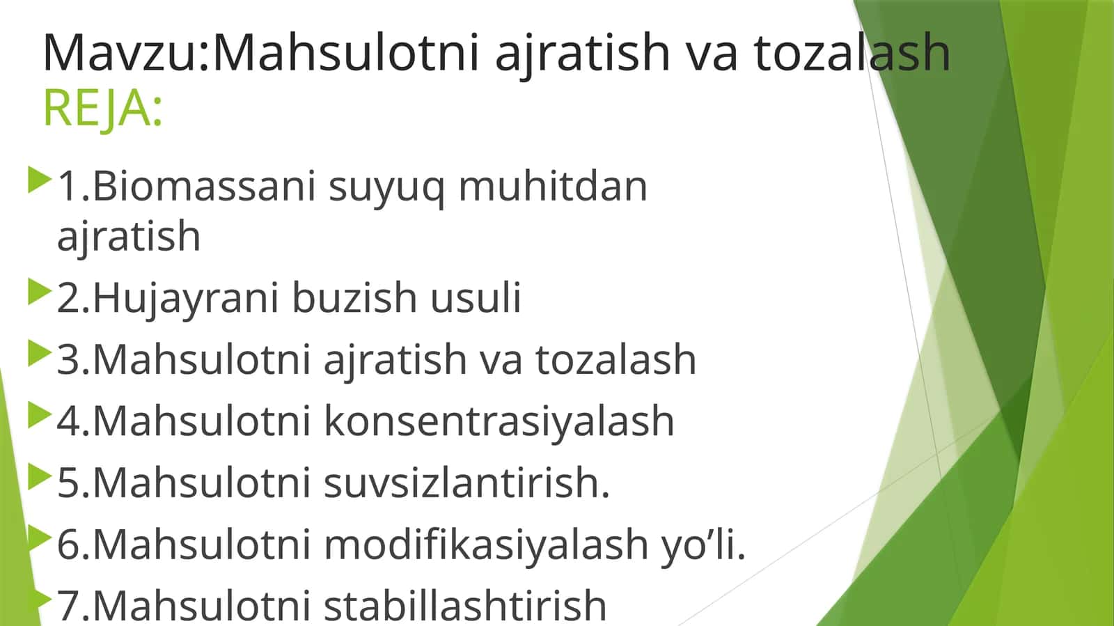 Mahsulotni ajratish va tozalash 1
