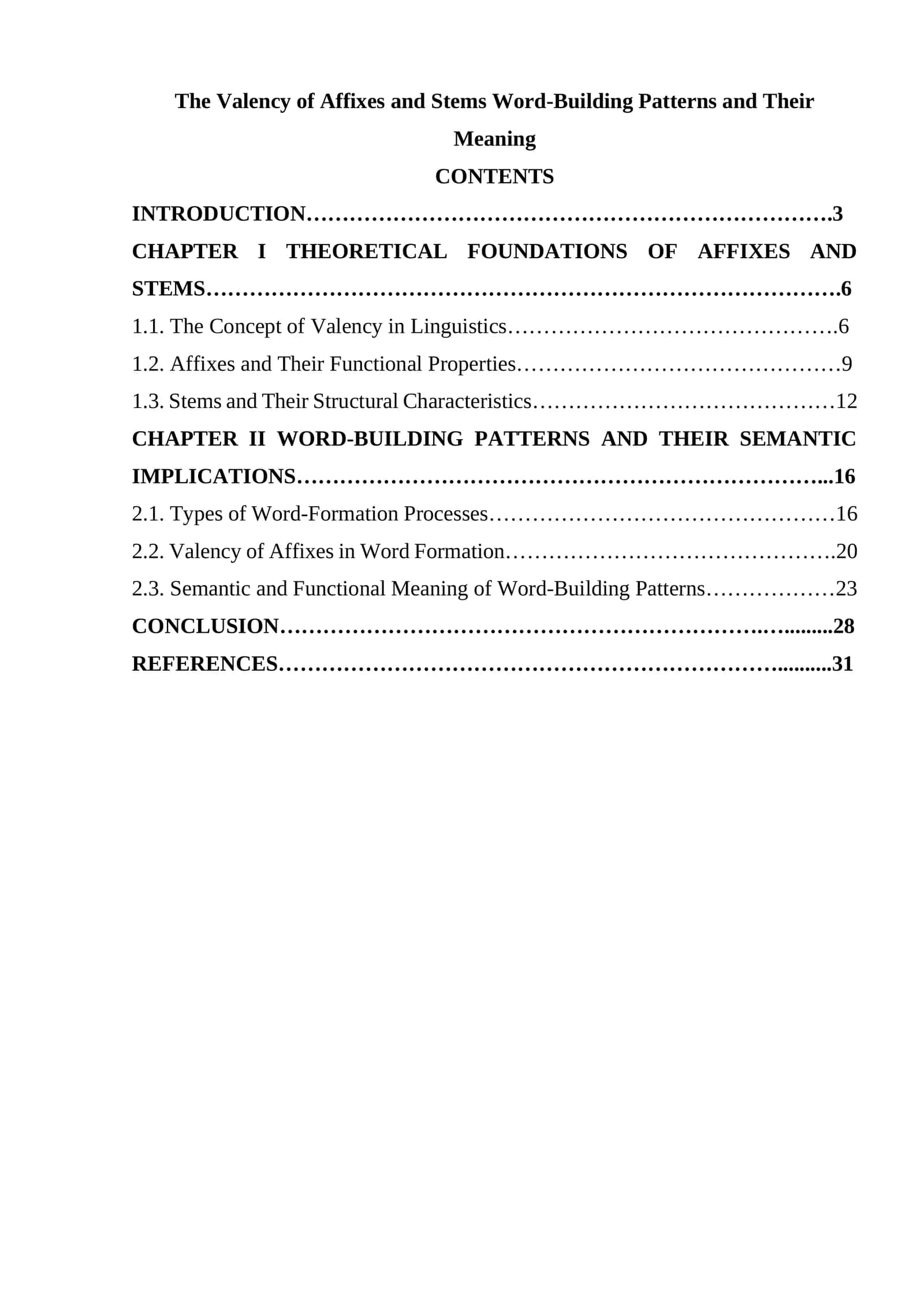 The Valency of Affixes and Stems Word-Building Patterns and Their Meaning 1