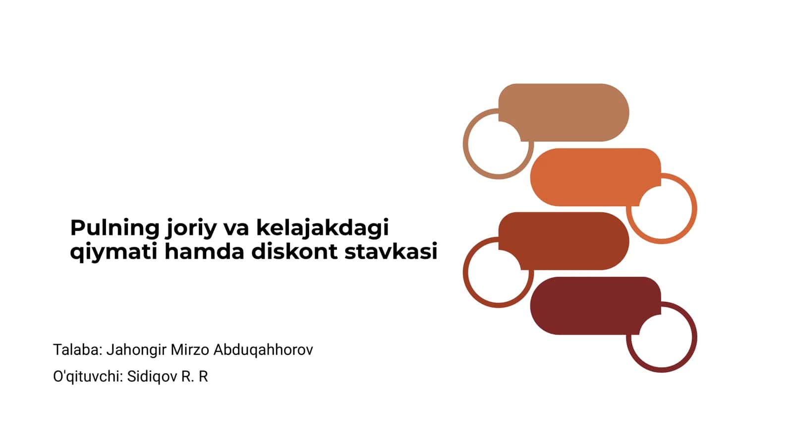 Pulning joriy va kelajakdagi qiymati hamda diskont stavkasi 1