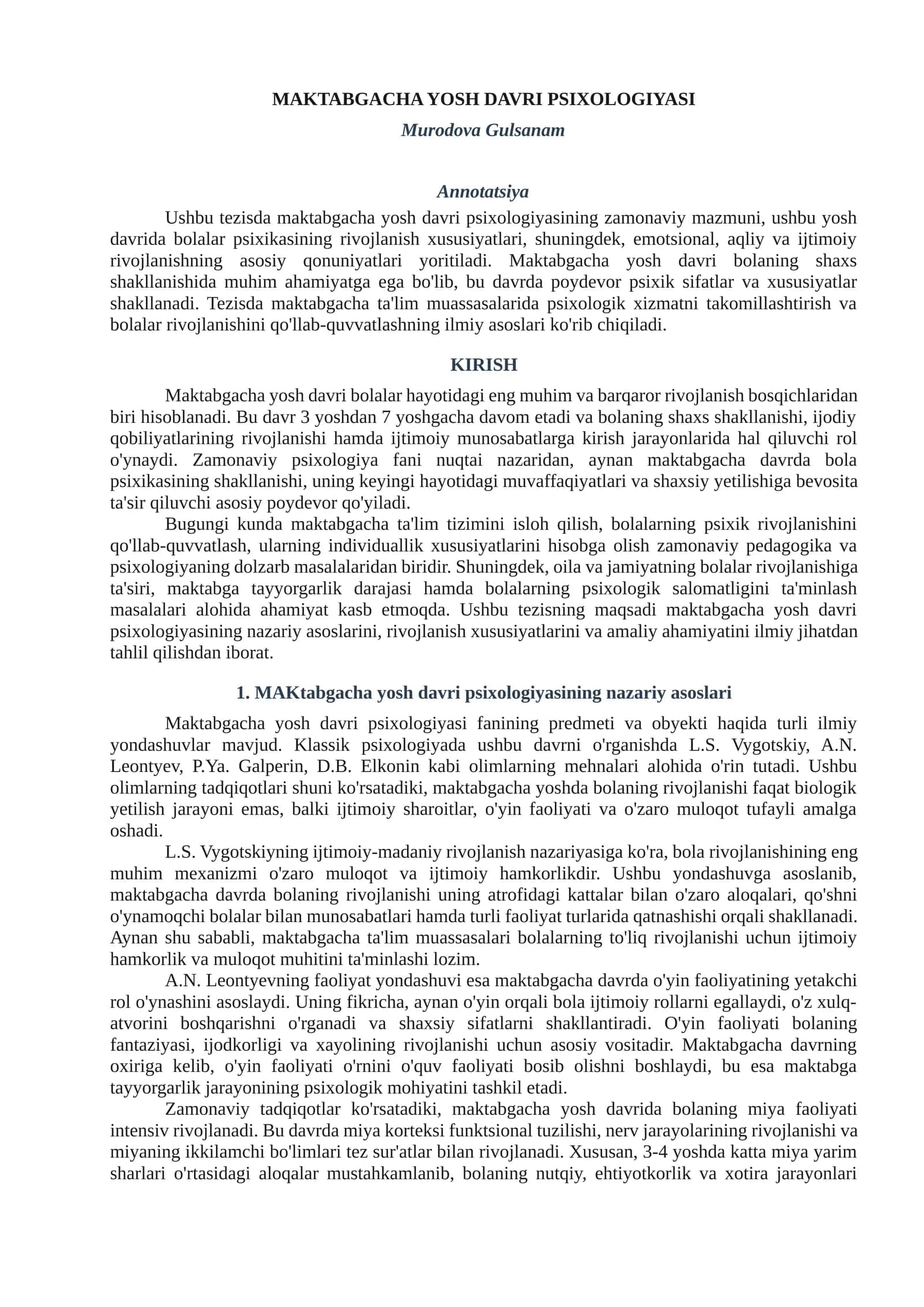 Maktabgacha yosh davri psixologiyasi 1