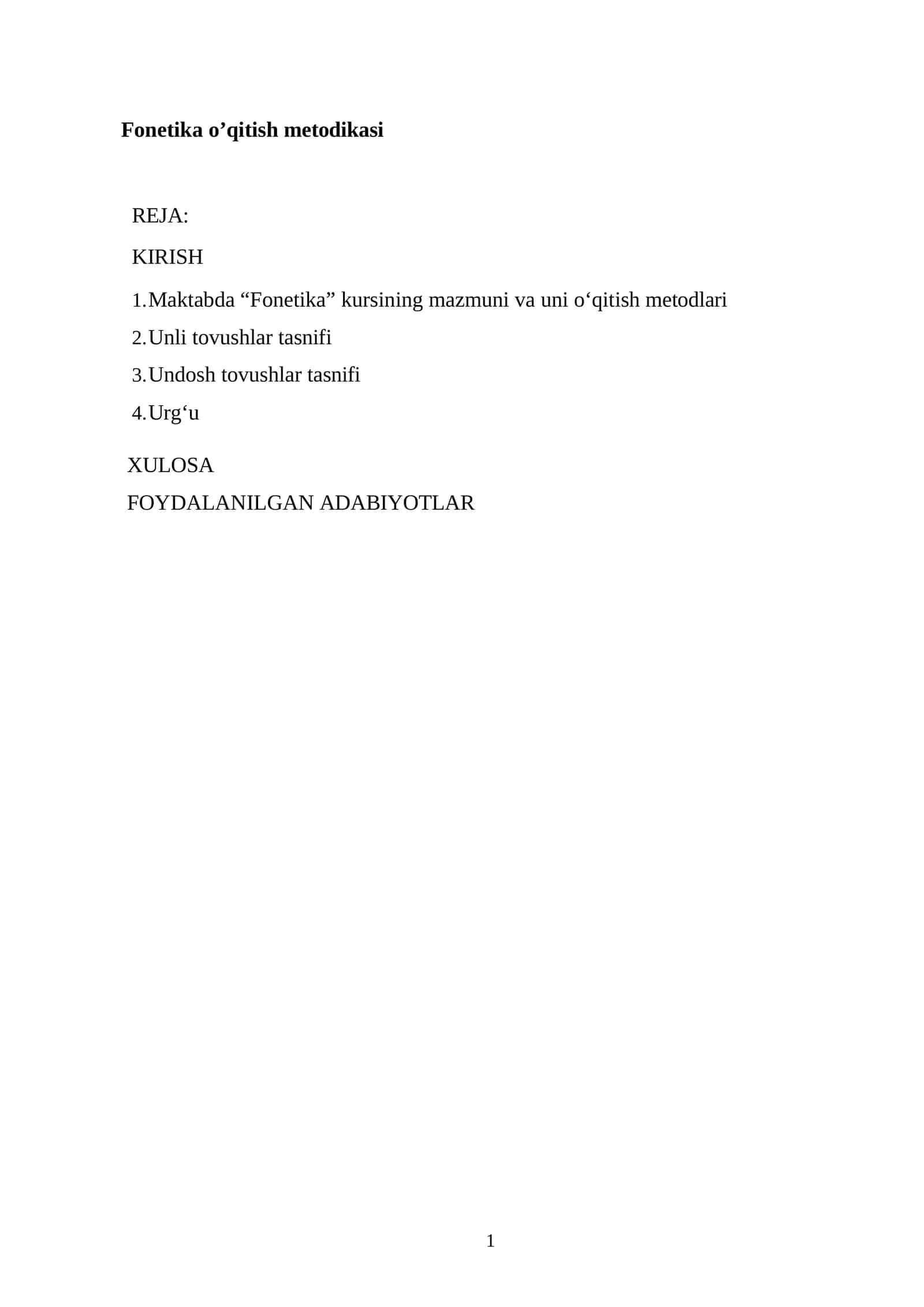 Fonetika o’qitish metodikasi 1