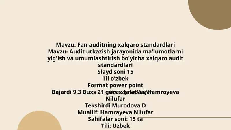 Fan auditning xalqaro standardlari 1