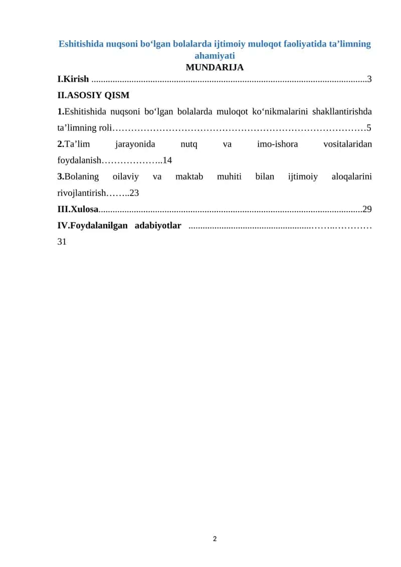 Eshitishida nuqsoni boʻlgan bolalarda ijtimoiy muloqot faoliyatida ta’limning ahamiyati 1