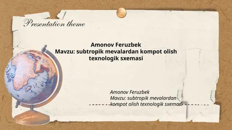 subtropik mevalardan kompot olish texnologik sxemasi 1