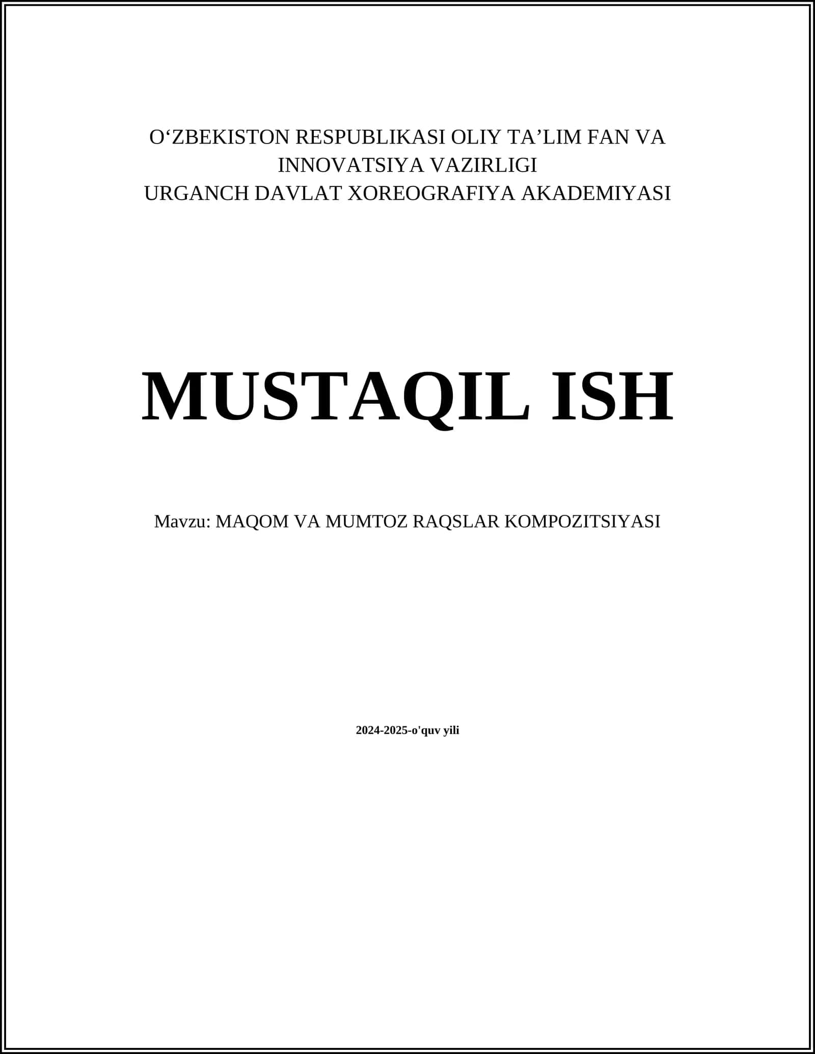 MAQOM VA MUMTOZ RAQSLAR KOMPOZITSIYASI 1