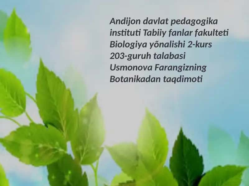 Botanika darsi tahlili 1