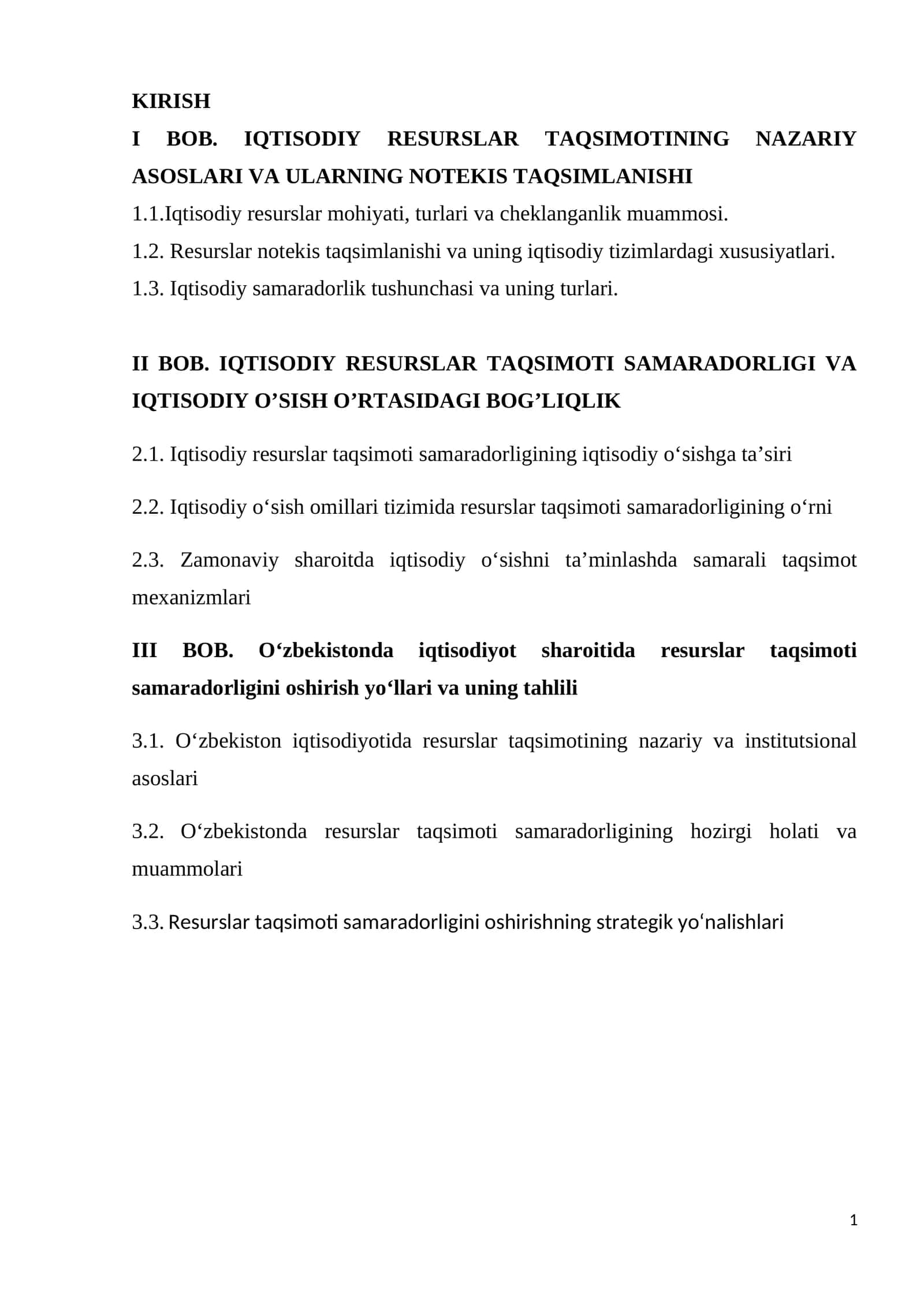 IQTISODIY RESURSLAR TAQSIMOTINING NAZARIY ASOSLARI VA ULARNING NOTEKIS TAQSIMLANISHI 1