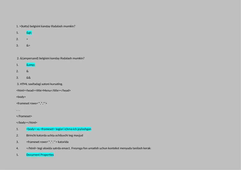 HTML NAmo 100 savolga 100 javob 2026 1