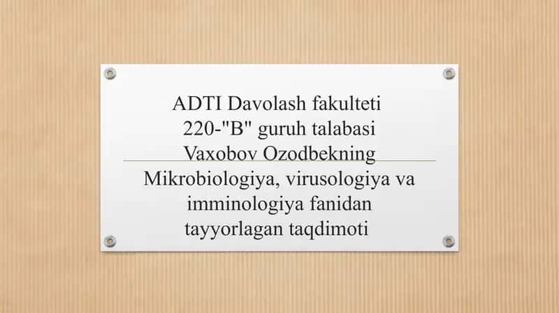 Yiringli yalig'lanish kasaliklarini keltirib chiqaruvchi mikroorganizmlar: meningokokklar, pnevmokokklar keltirib chigaradigan kasalliklarning laboratoriya tashxisi. 1