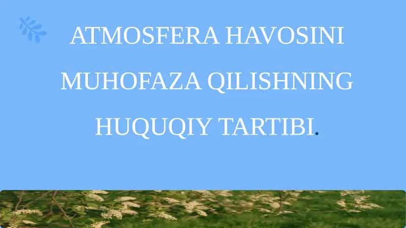 ATMOSFERA HAVOSINI MUHOFAZA QILISHNING HUQUQIY TARTIBI 1