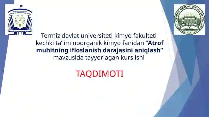 Atrof muhitning ifloslanish darajasini aniqlash